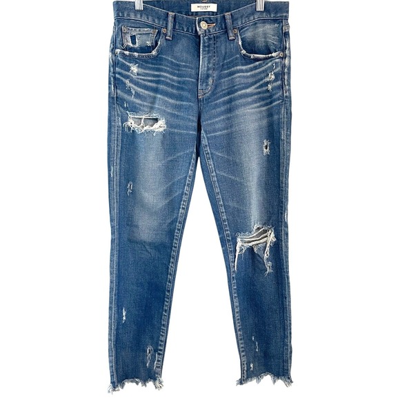 MOUSSY VINTAGE Women Blue Distressed Ripped Cropped Jeans Size 27 - Picture 3 of 15